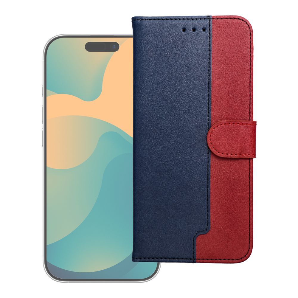 Tummansininen ja punainen Split Book -läppäkotelo Motorola Moto G17 Power -puhelimelle