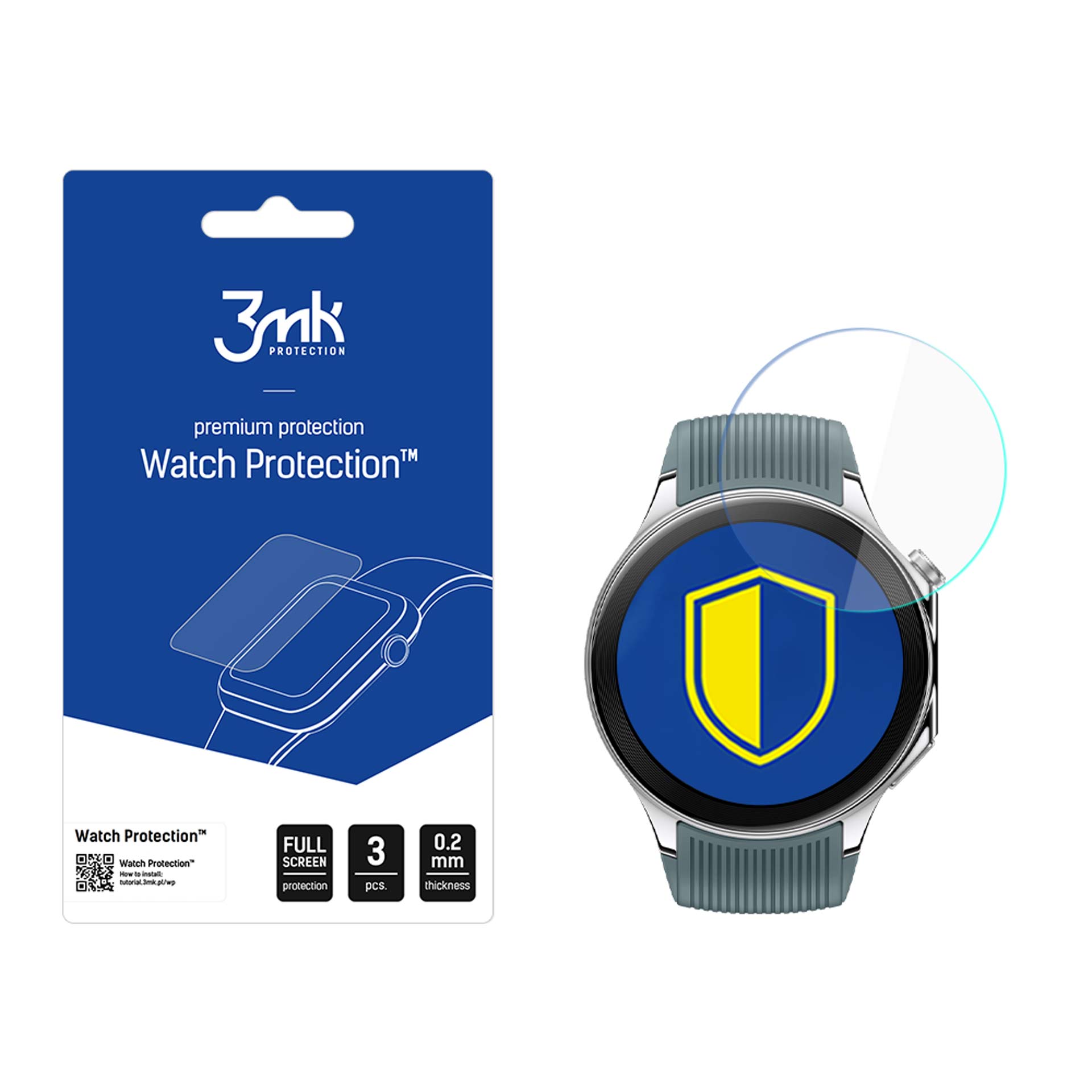 OnePlus Watch 2 – 3mk Watch Protection ARC älykellon näytönsuoja