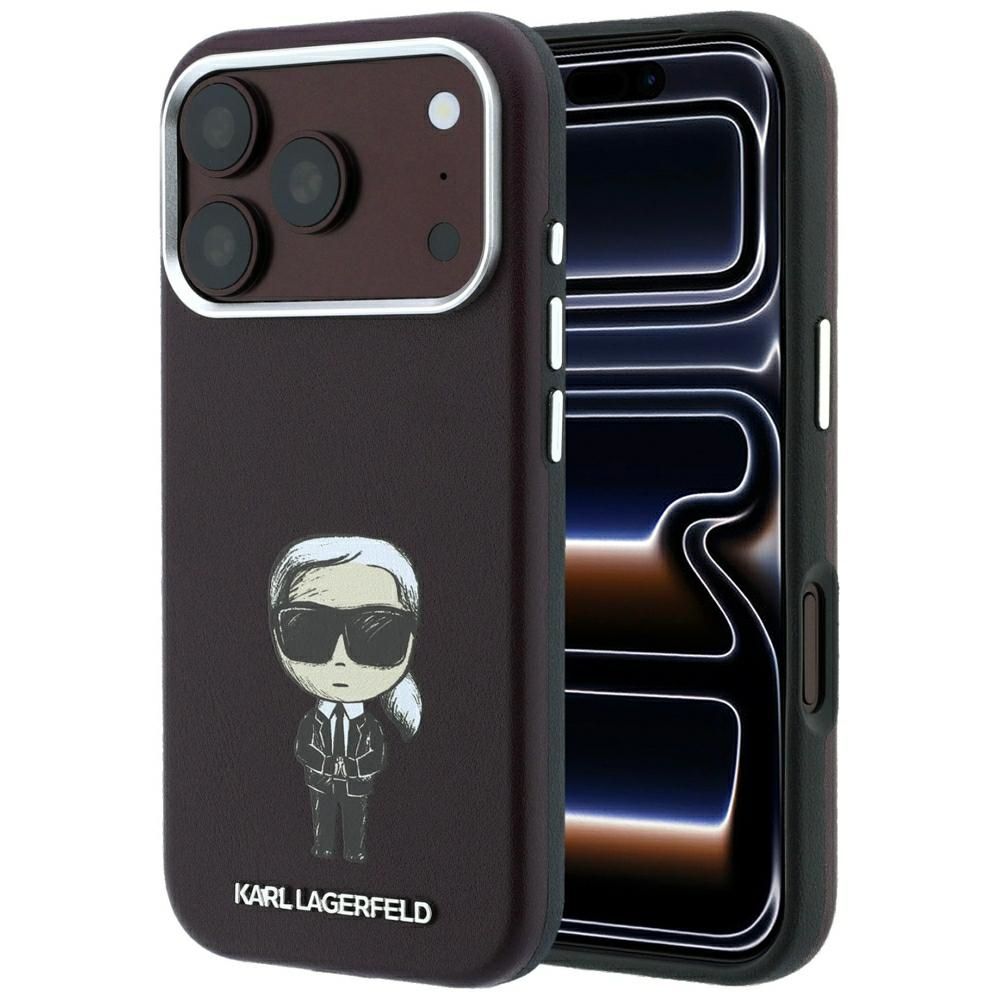 KARL LAGERFELD -kotelo mallille IPHONE 18 Pro Max/ 17 Pro Max MagSafe-yhteensopiva (Smooth Ikonik Sketch) (väri: viininpunainen)