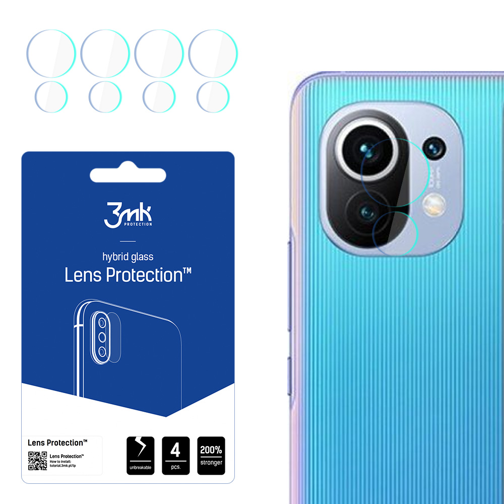 3MK Flexible Glass Lens Hybridilasi Xiaomi Mi 11 Mi 11 5G kameralle 4 kpl