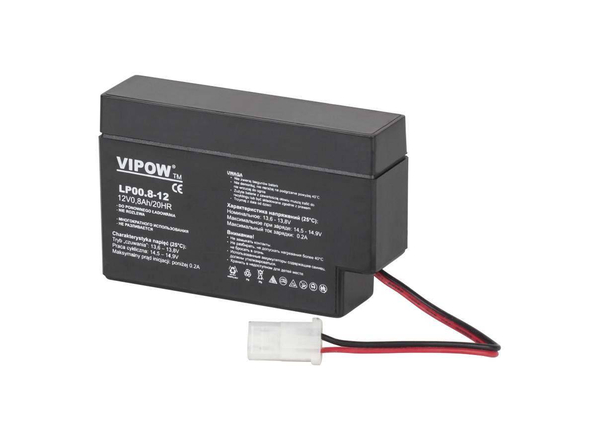 VIPOW-geeliakku, 12 V, 0,8 Ah