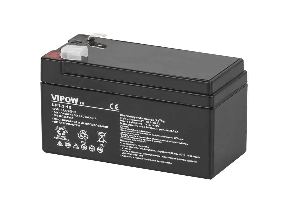 VIPOW-geeliakku, 12 V, 1,3 Ah