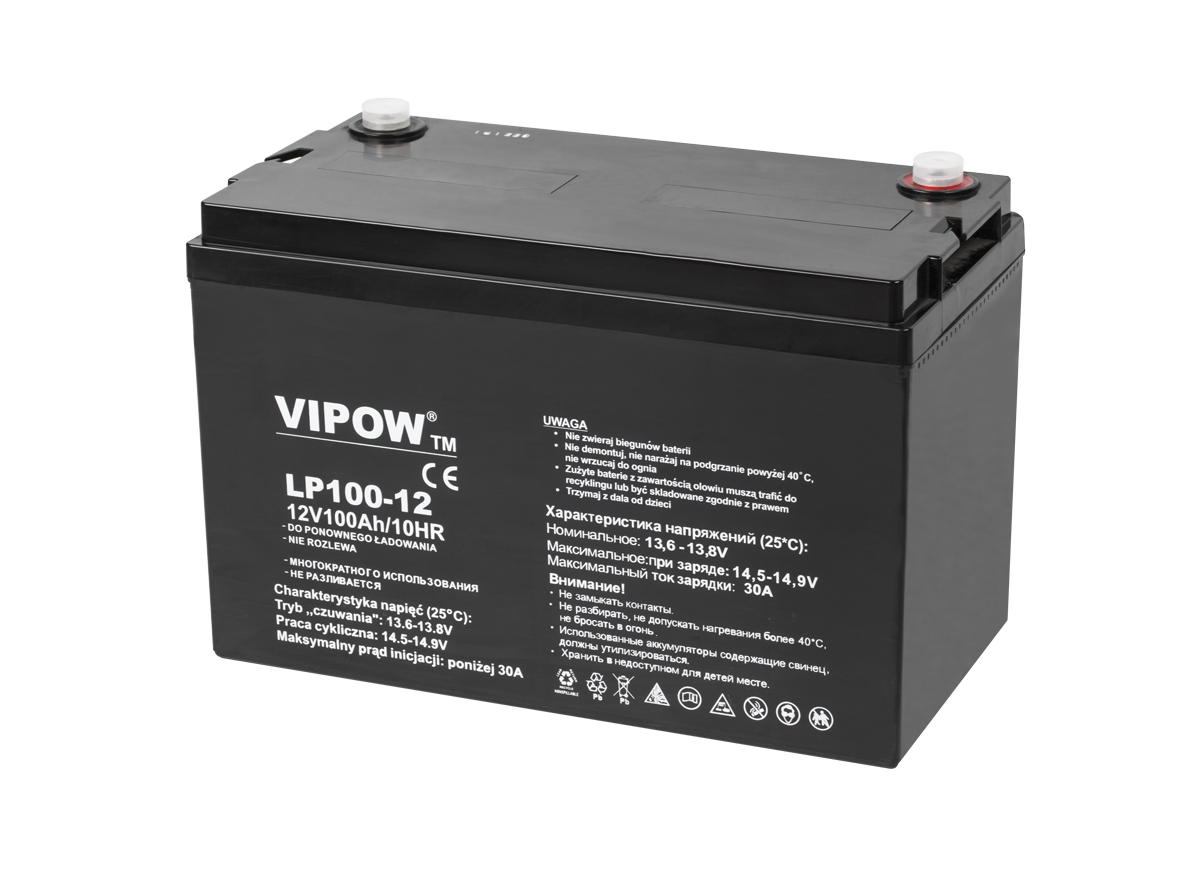 VIPOW-geeliakku, 12 V, 100 Ah
