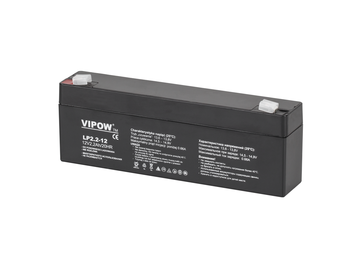 VIPOW-geeliakku, 12 V, 2,2 Ah