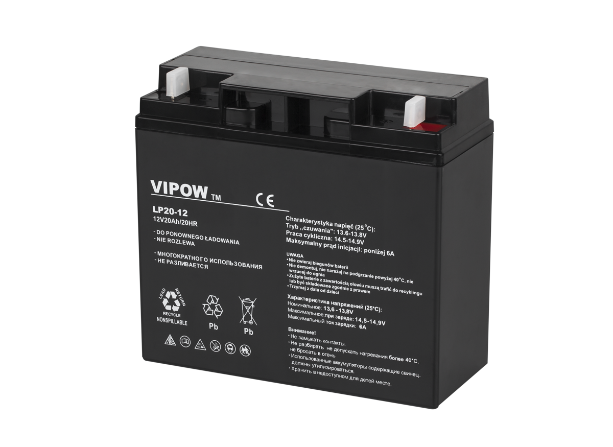 VIPOW-geeliakku, 12 V, 20 Ah