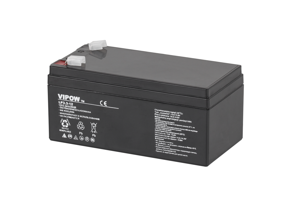 VIPOW-geeliakku, 12 V, 3,3 Ah