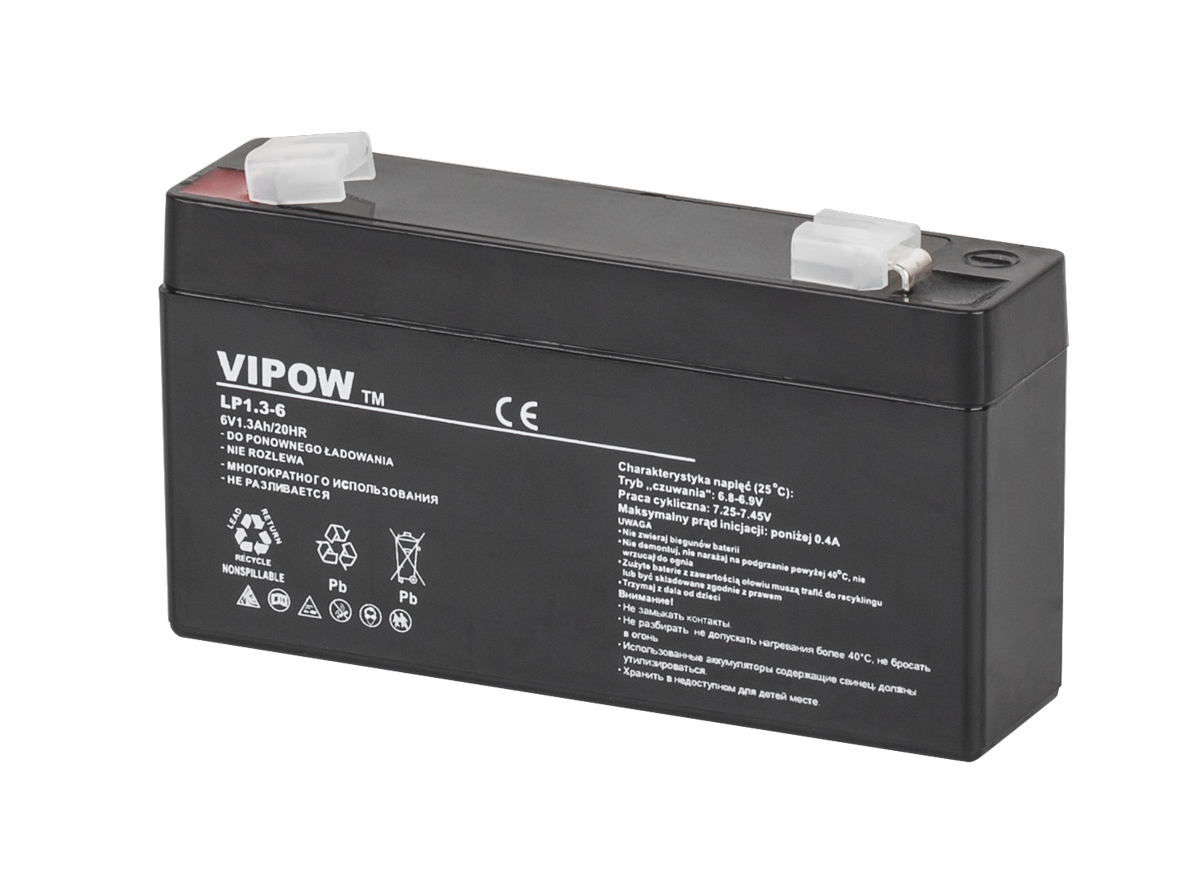 VIPOW-geeliakku, 6 V, 1,3 Ah