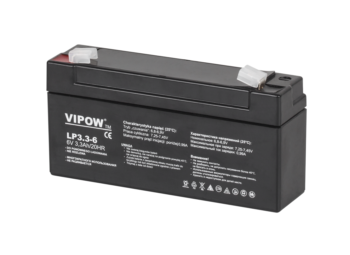 VIPOW-geeliakku, 6 V, 3,3 Ah