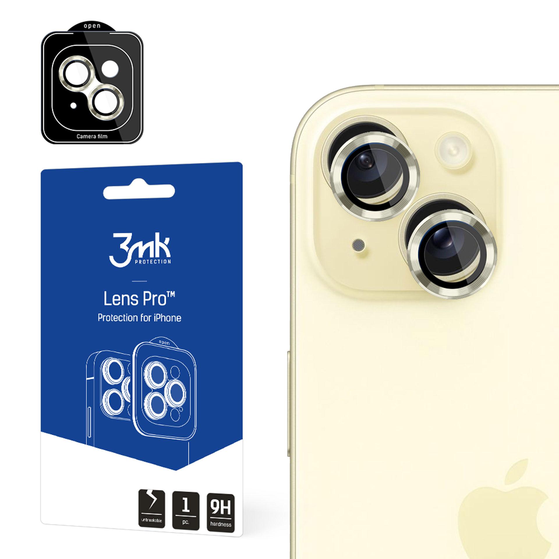 Apple iPhone 15 - 3mk Lens Protection Pro keltainen