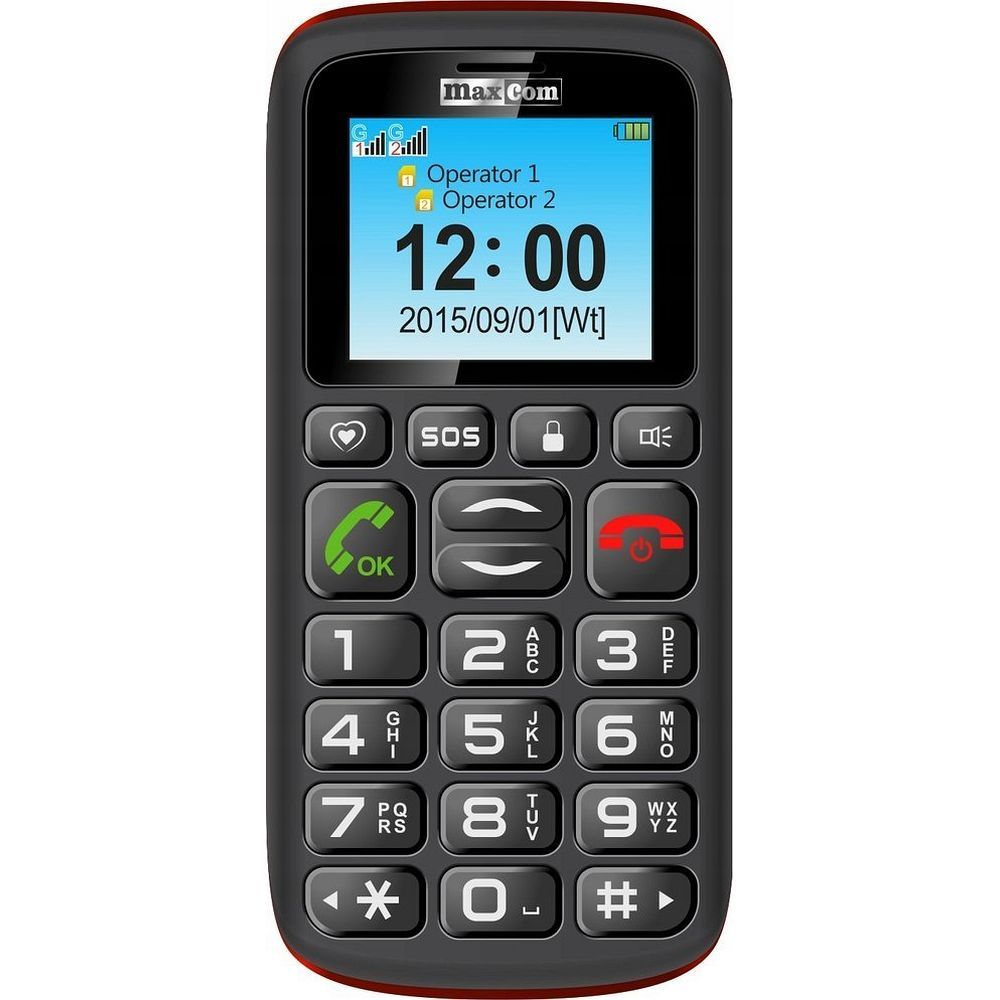 Maxcom MM 428 L GSM -matkapuhelin, musta ja punainen