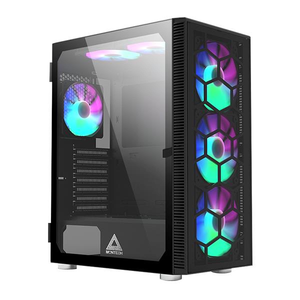 Montech X3 Glass X3GLASS(B) musta Midi Tower -kotelo, ilman virtalähdettä