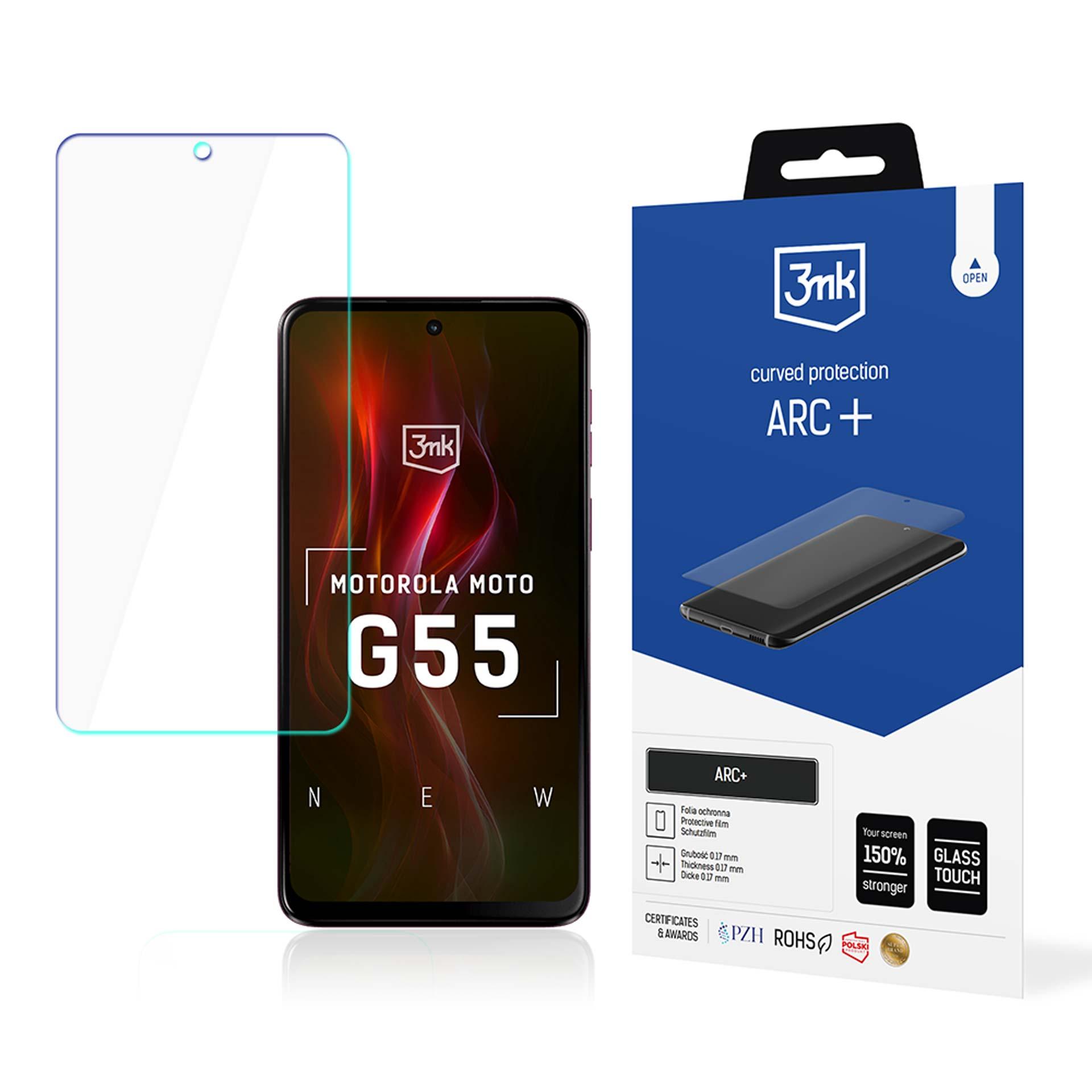 Motorola Moto G55 5G – 3mk ARC+ puhelimen näytönsuoja