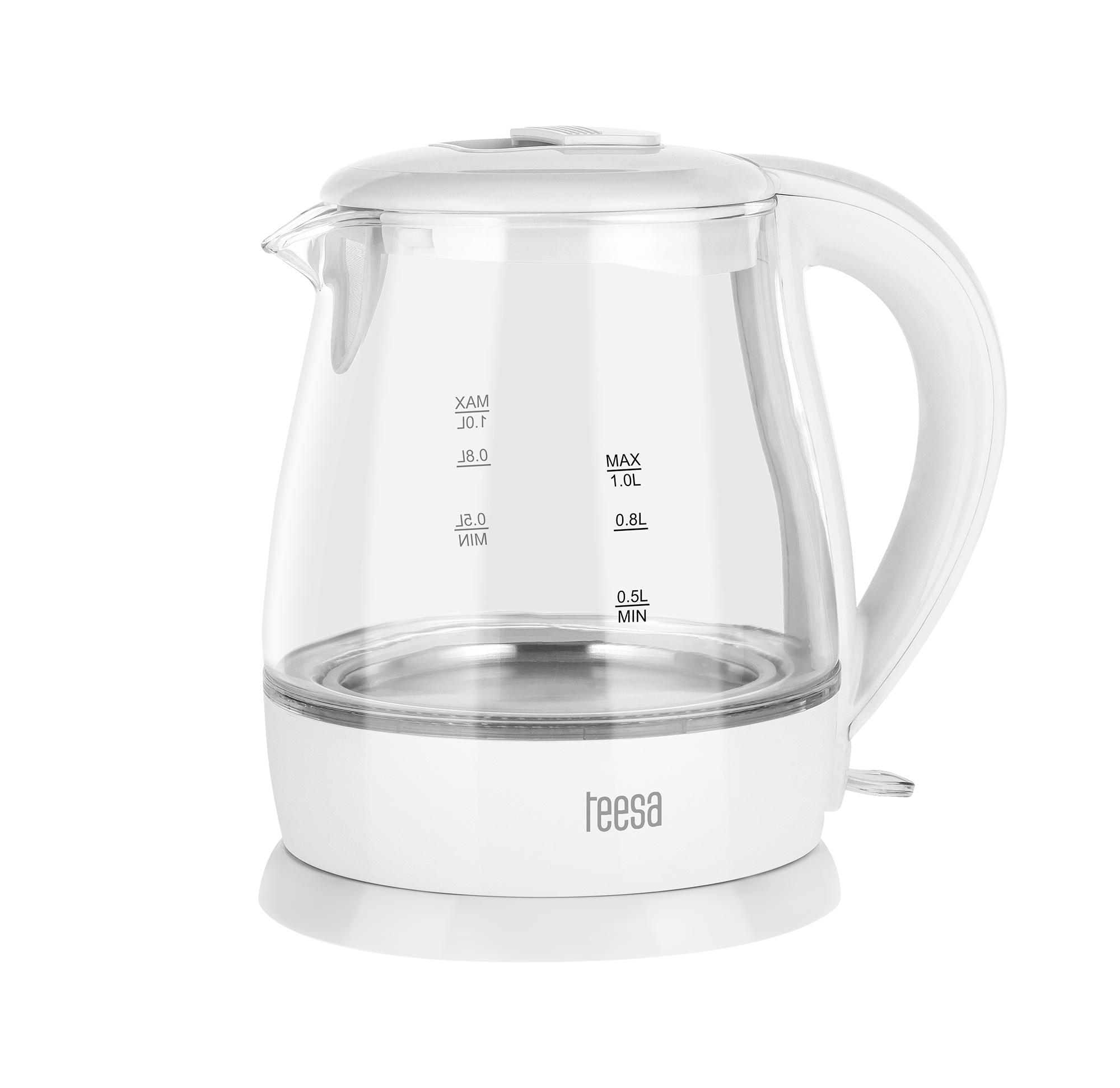TEESA sähköinen lasivedenkeitin, 1630 W, valkoinen, 1 l
