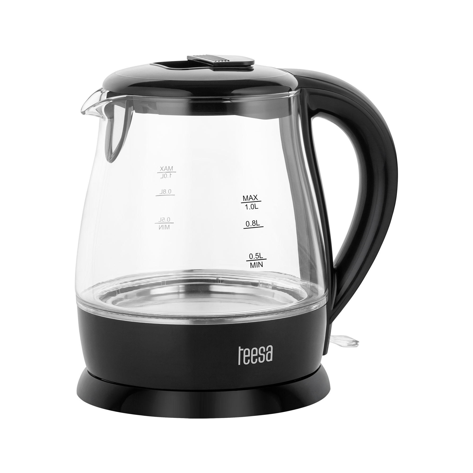 TEESA sähköinen lasivedenkeitin, 1630 W, musta, 1 l