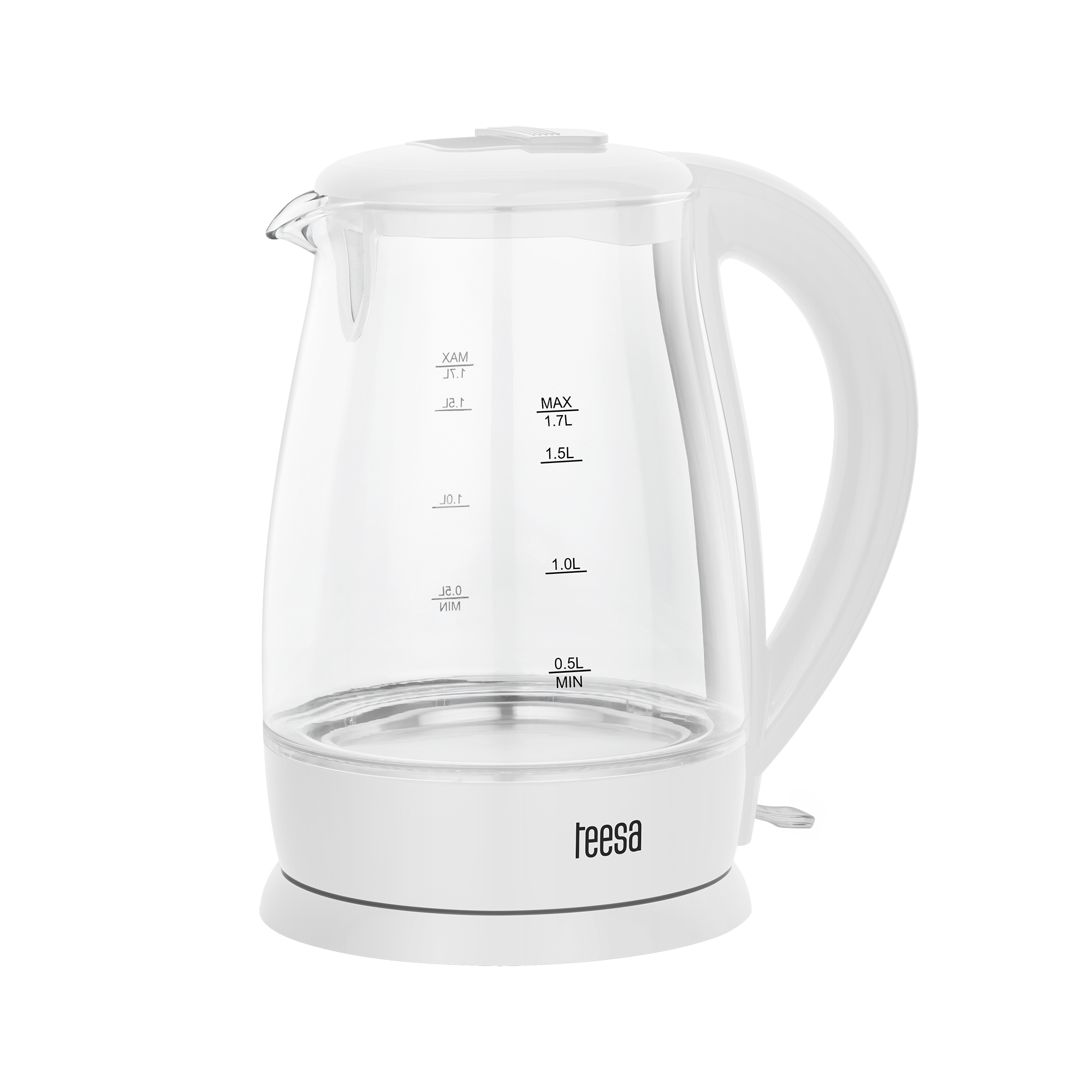 TEESA sähköinen lasivedenkeitin, 2200 W, valkoinen, 1,7 l