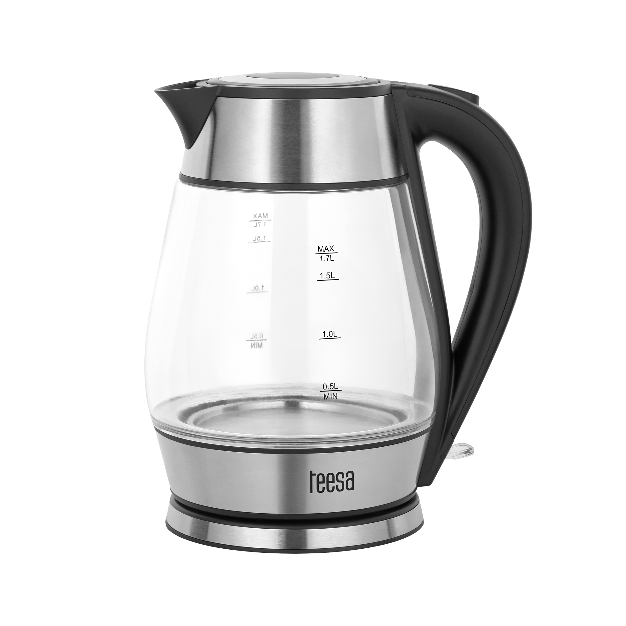 TEESA sähköinen lasi- ja teräsvedenkeitin, 2200 W, musta, 1,7 l