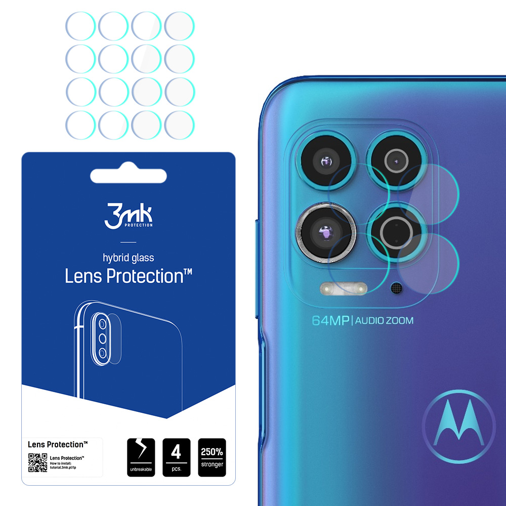 3MK Flexible Glass Lens Hybridilasi Motorola Moto G100 5G kameralle 4 kpl