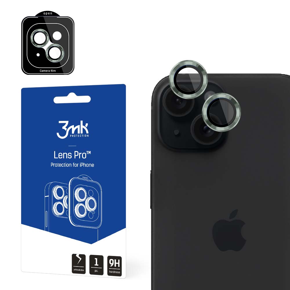 3mk Lens Protection Pro kameran suojus iPhone 15:lle - vihreä
