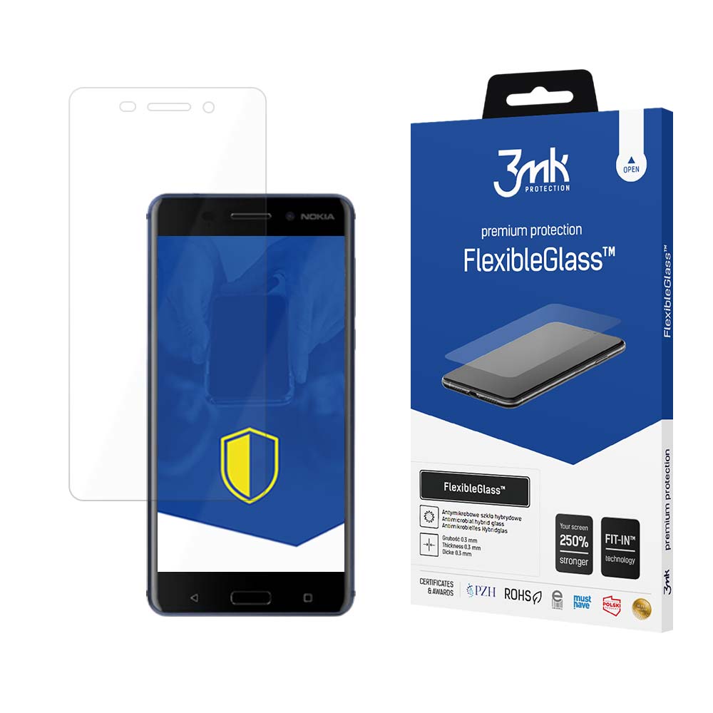 Nokia 6 – 3mk FlexibleGlass puhelimen näytönsuoja