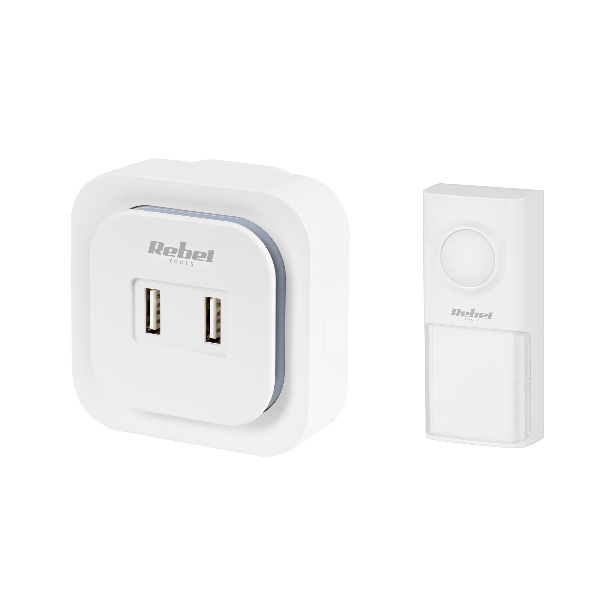 Rebel pistokkeellinen 230 V langaton ovikello (36 melodiaa, 2 USB-porttia)