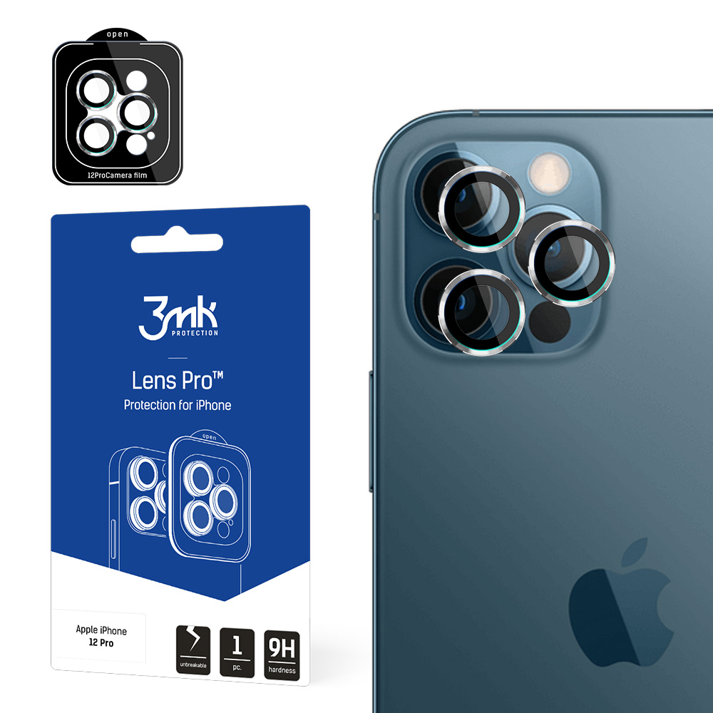 3MK Lens Protection Pro iPhone 12 Pro kameran linssin suojaus kiinnityskehyksellä 1 kpl.
