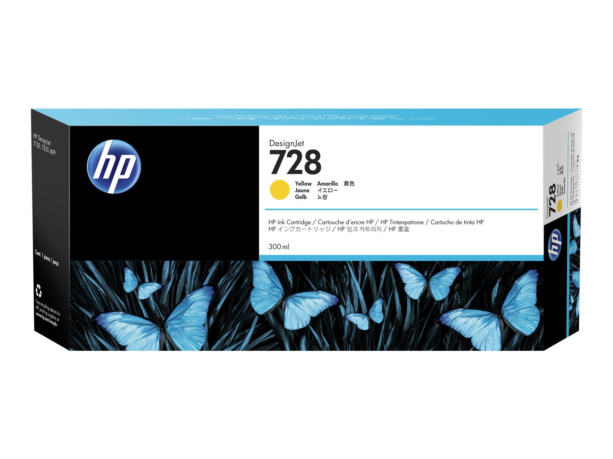 Alkuperäinen HP 728 DesignJet -mustekasetti (F9K15A), keltainen, 300 ml