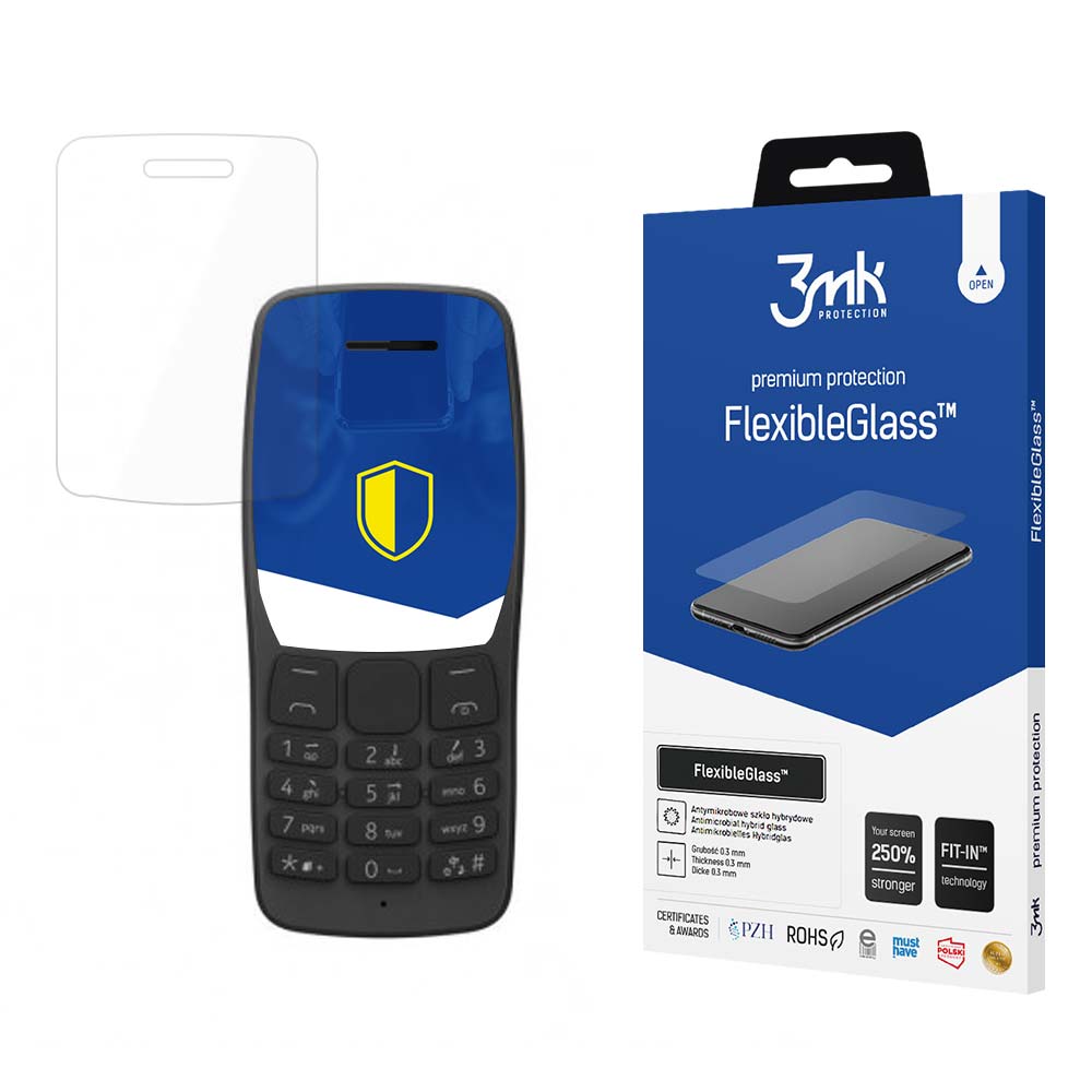 Nokia 110 – 3mk FlexibleGlass puhelimen näytönsuoja