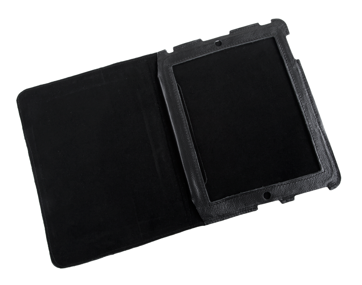 Aidosta nahasta valmistettu Apple iPad 2 -suojakotelo, musta