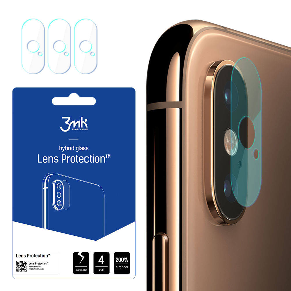 3MK Flexible Glass Lens iPhone XS Max kameralle 4 kpl.