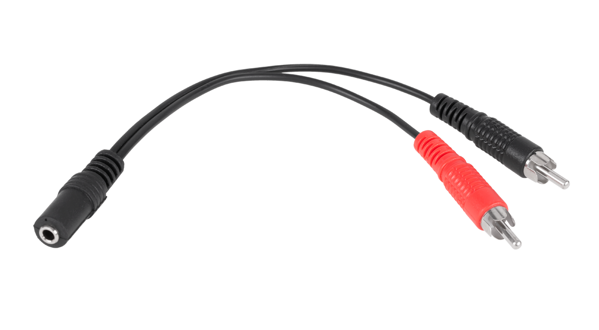 3,5 mm jack-naarasliitin–2× RCA-kaapeli, 20 cm
