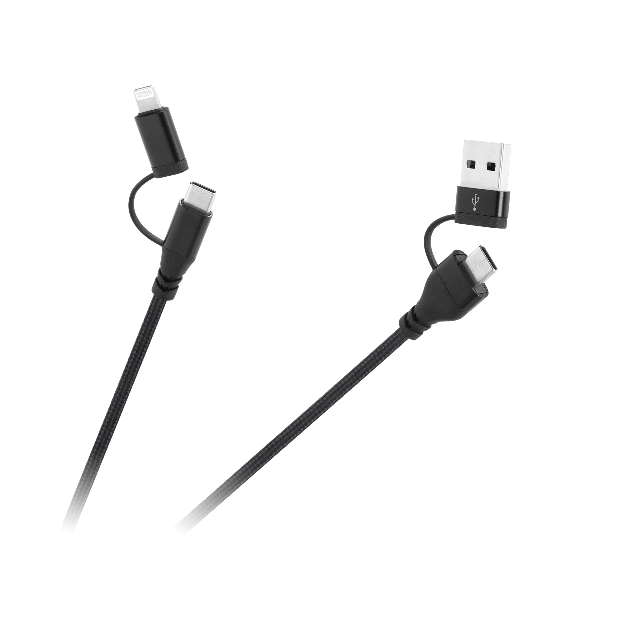 4-in-1 USB-A/USB-C–USB-C/Lightning-kaapeli, 1 m