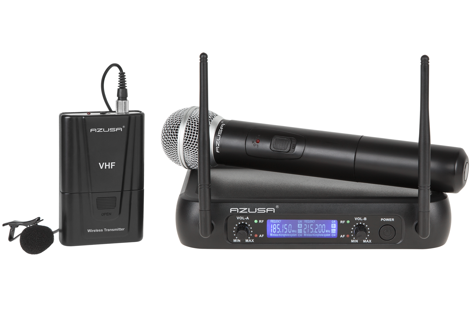 WR-358LD 2-kanavainen langaton VHF-mikrofonisarja, käsi- ja klipsimikrofoni