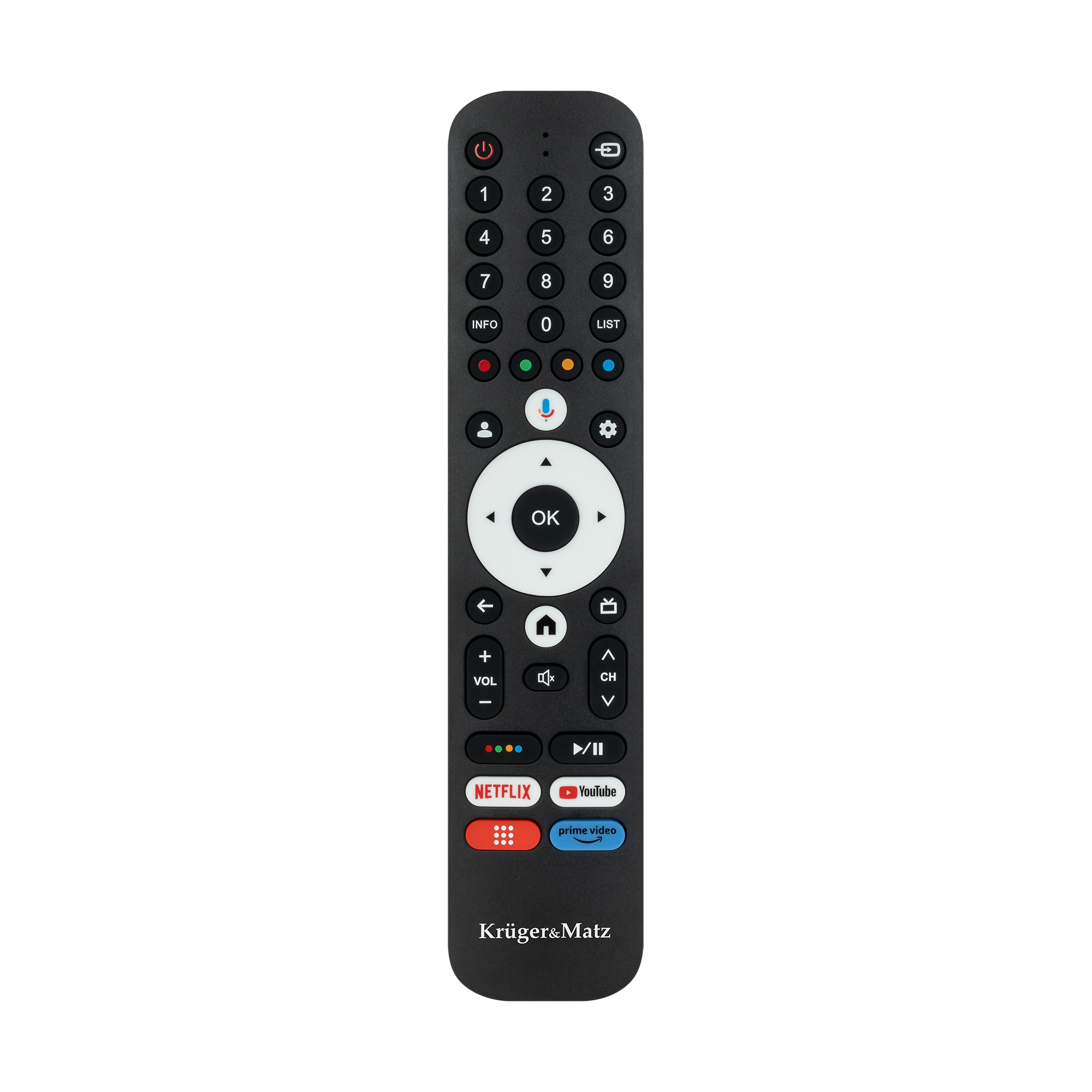 Numeropainikkeellinen kaukosäädin Krüger&Matz Google TV -televisiolle