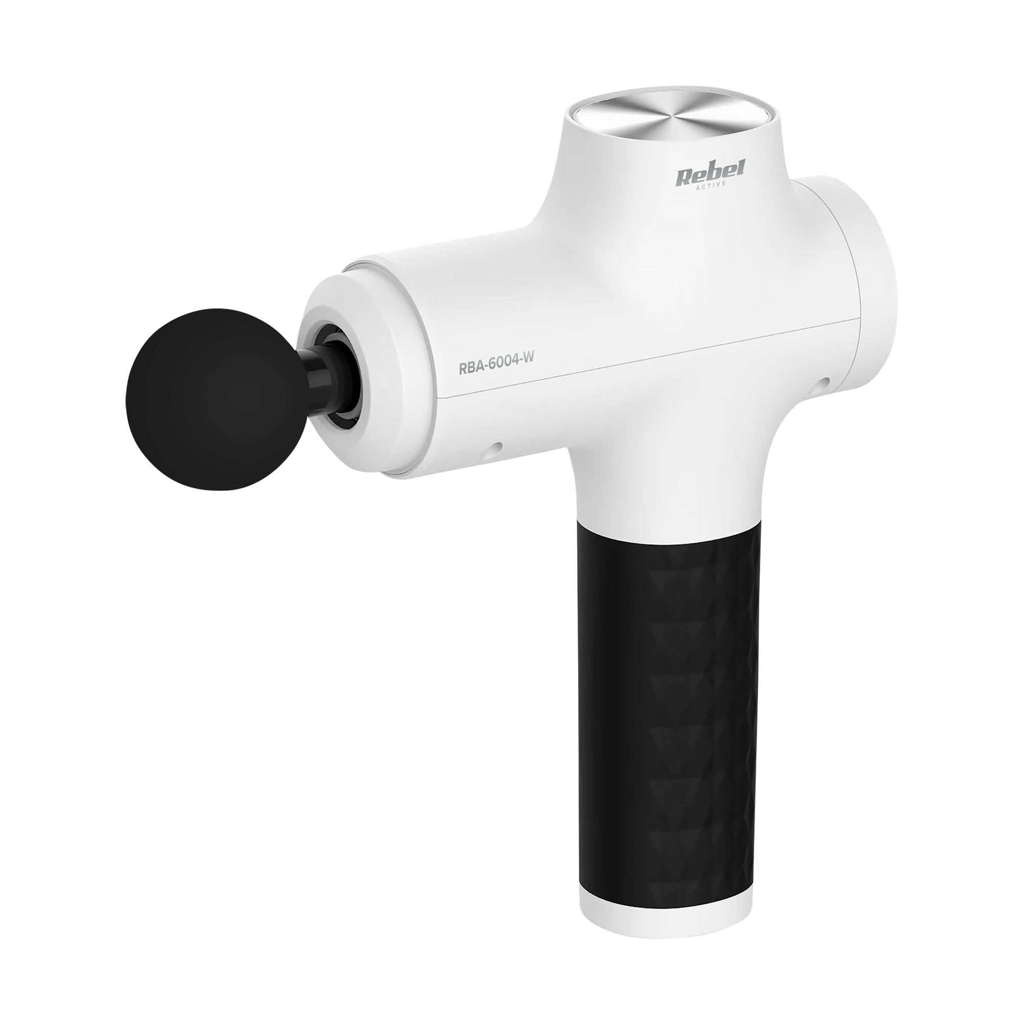 REBEL ACTIVE massage gun with 8 attachments, white