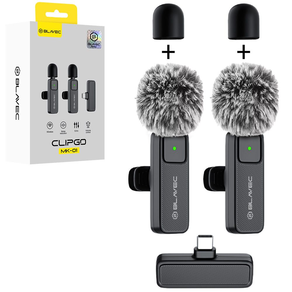 Blavec MK-01 ClipGo -nappimikrofonit, 2 kpl, USB-C (LMMK01-B) (väri: musta)