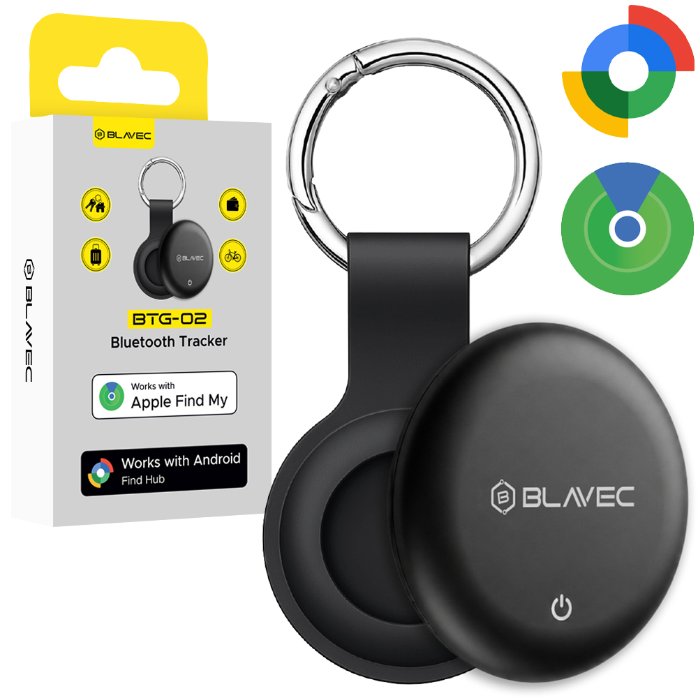 Musta Blavec BTG-02 Bluetooth-paikannin avainrenkaalla Apple- ja Android-laitteille (BTBTG02-B)