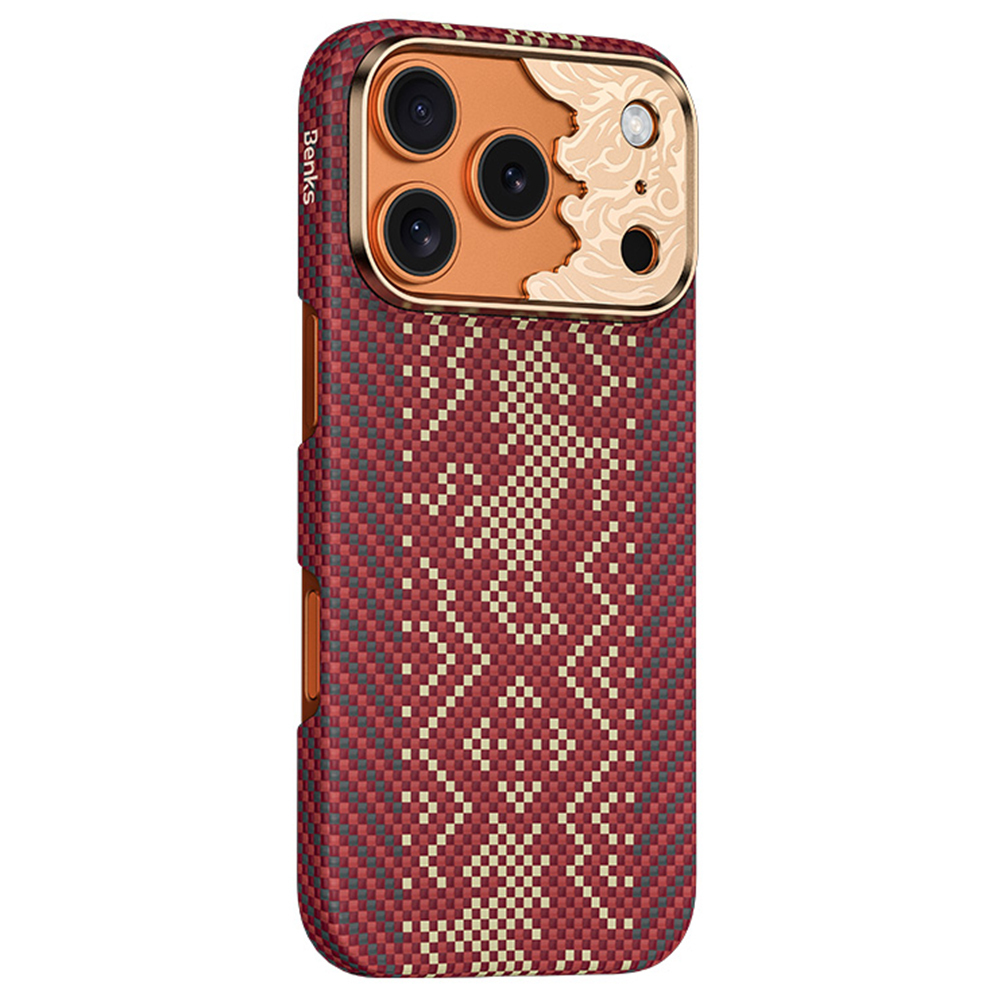 Punainen Benks Magnetic Armor Air Knight kevlar- ja metallikehyksinen suojakuori (C.K.FL.AP.GD.J072) malleihin iPhone 18 Pro / iPhone 17 Pro