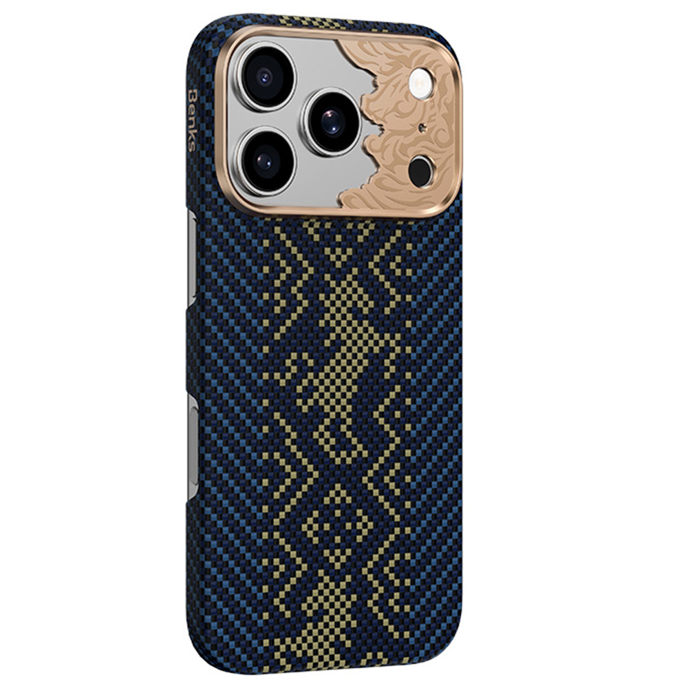 Sininen Benks Magnetic Armor Air Knight kevlar- ja metallikehyksinen suojakuori (C.K.FL.AP.GD.C072) malleihin iPhone 18 Pro / iPhone 17 Pro