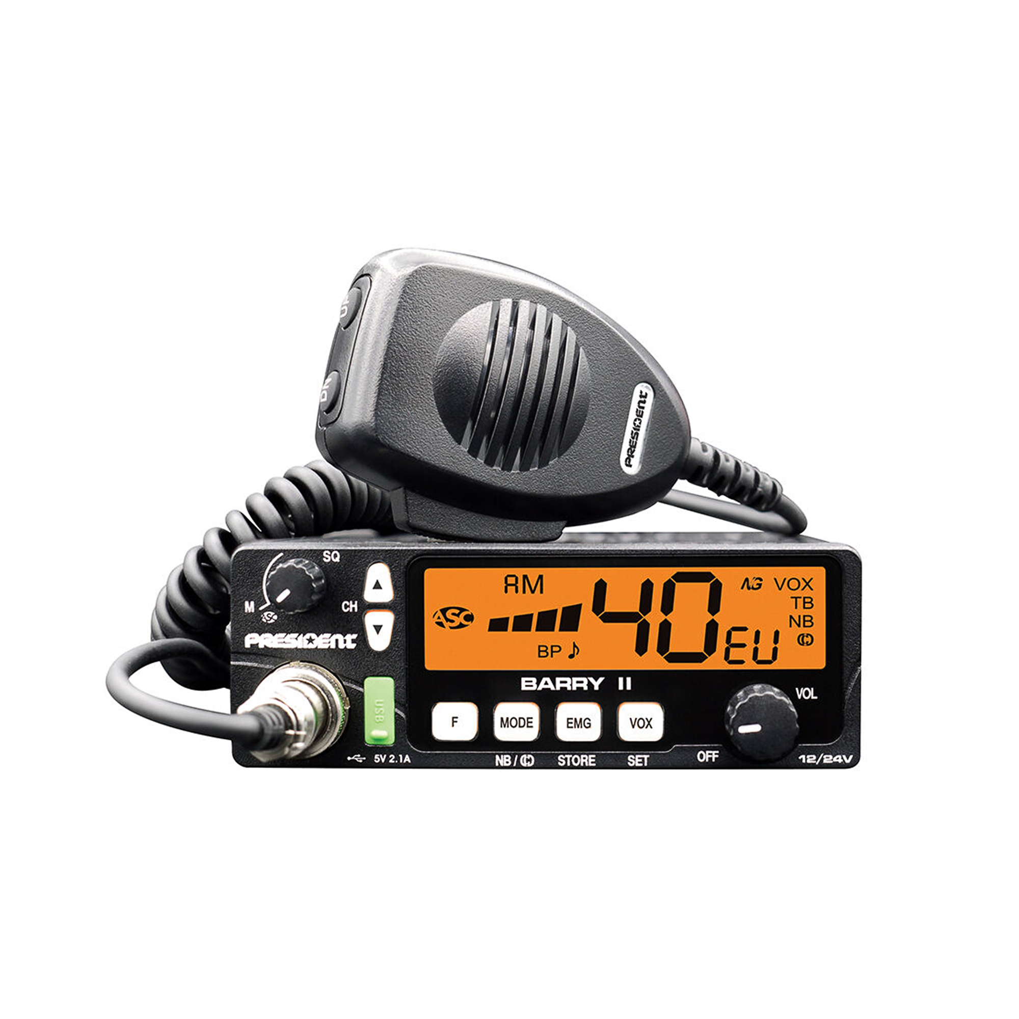 PRESIDENT BARRY II+ ASC VOX -CB-radio, 12/24 V