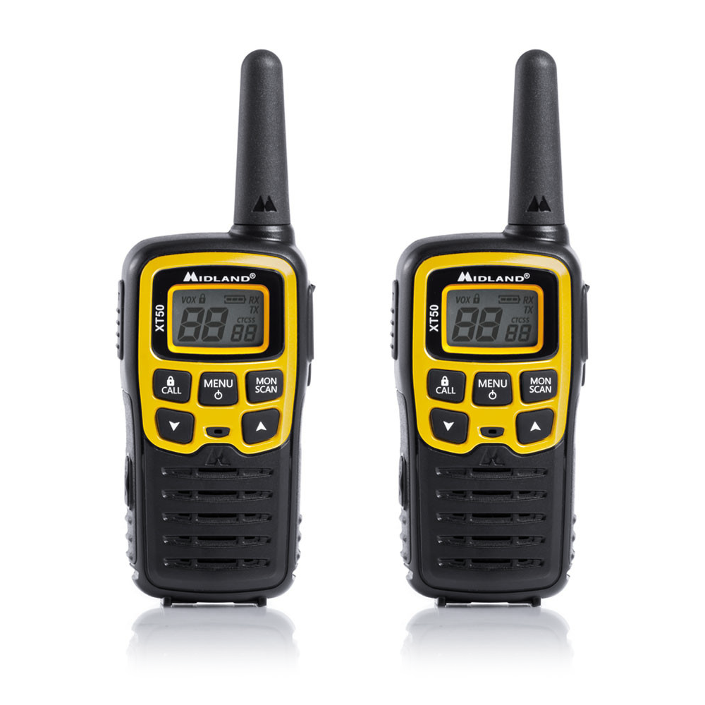 MIDLAND XT50 PMR -käsiradiopuhelimet salkussa