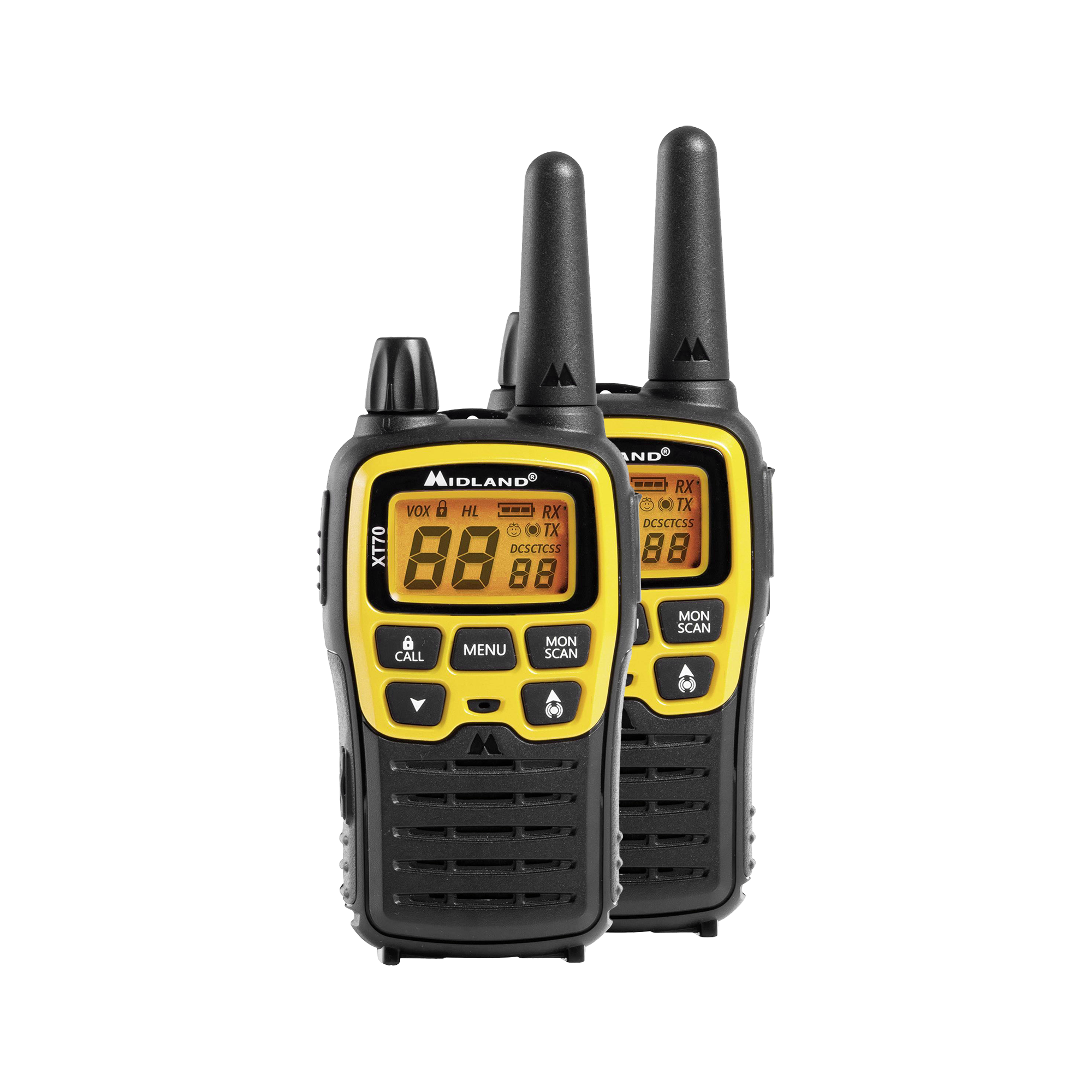 MIDLAND XT70 PMR-käsiradiopuhelimet kantolaukussa