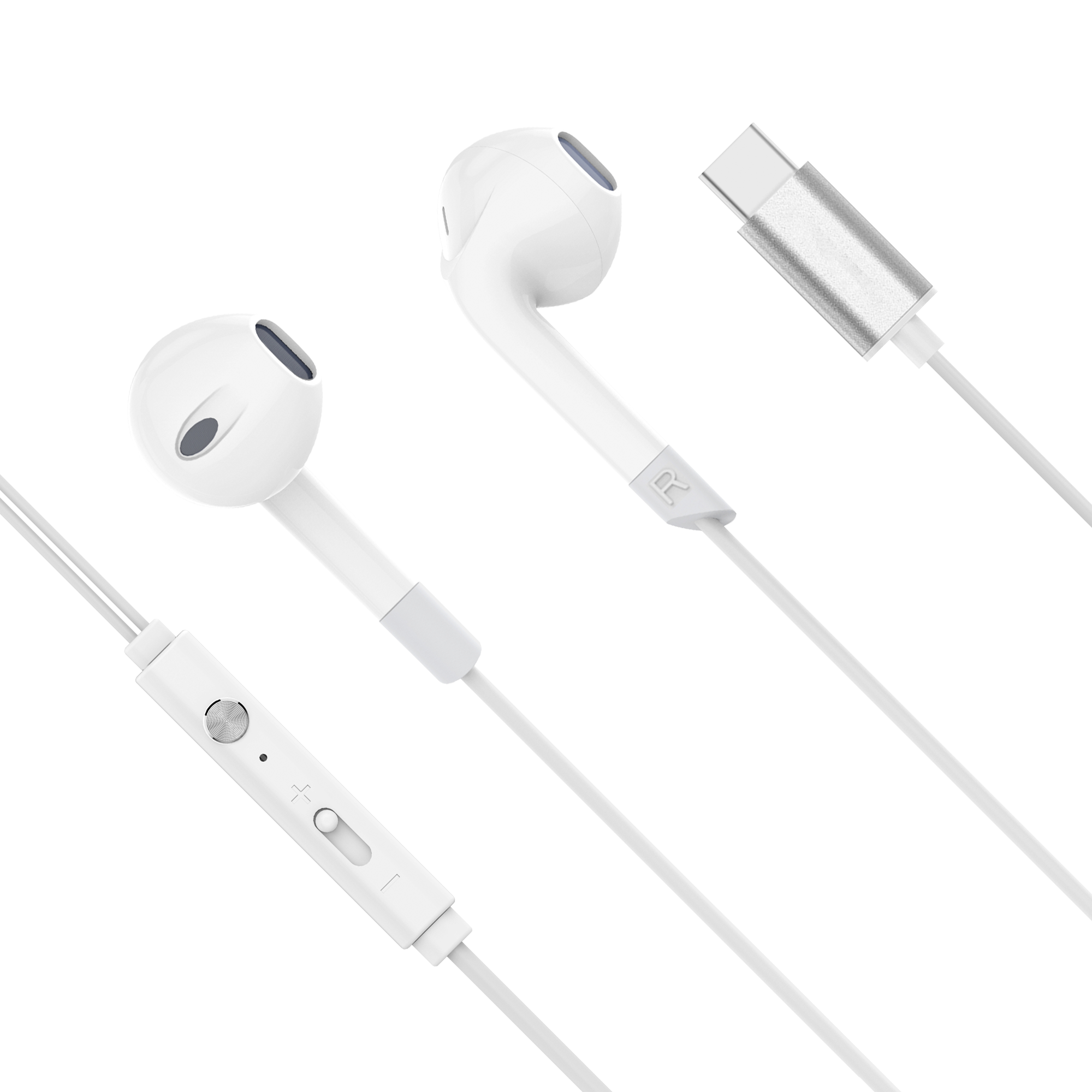 Kruger&Matz C2 USB-C-nappikuulokkeet mikrofonilla, valkoiset
