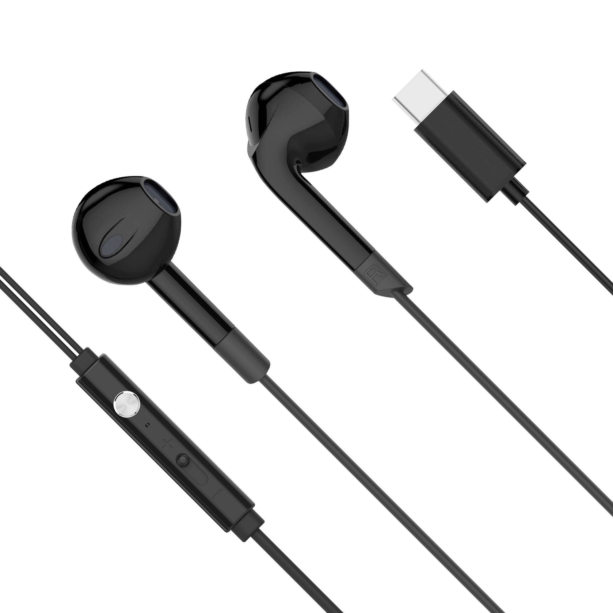 Kruger&Matz C2 USB-C-nappikuulokkeet mikrofonilla, mustat