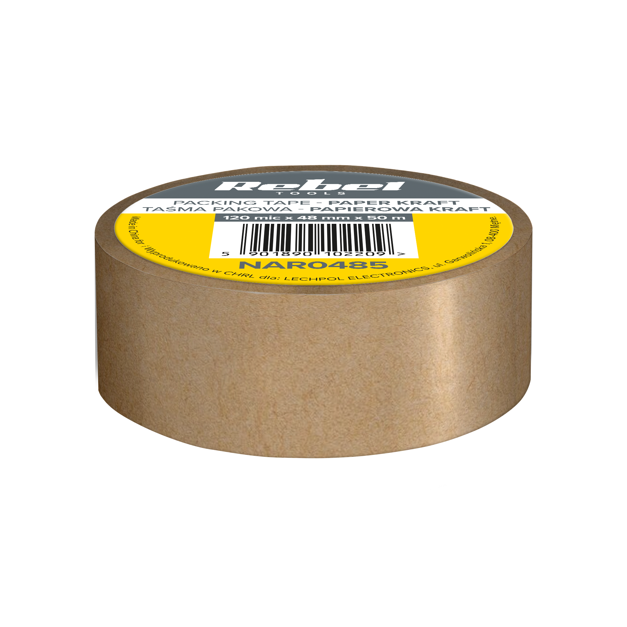 REBEL voimapaperinen pakkausteippi, 120 µm x 48 mm x 50 m