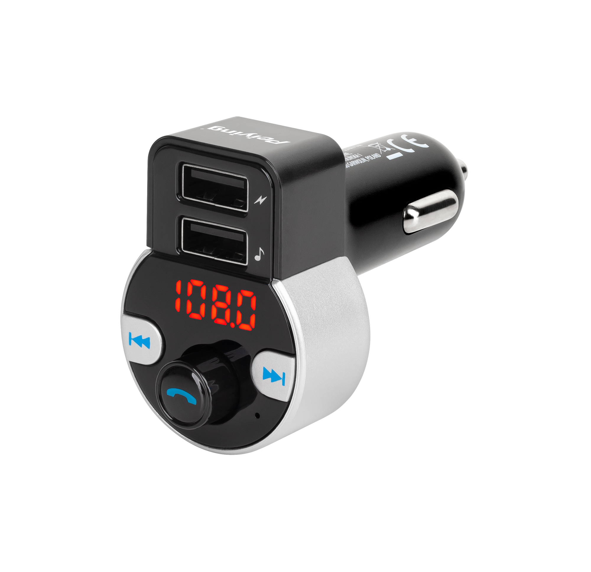 Auton FM-lähetin Bluetooth-toiminnolla (2 USB-liitäntää)