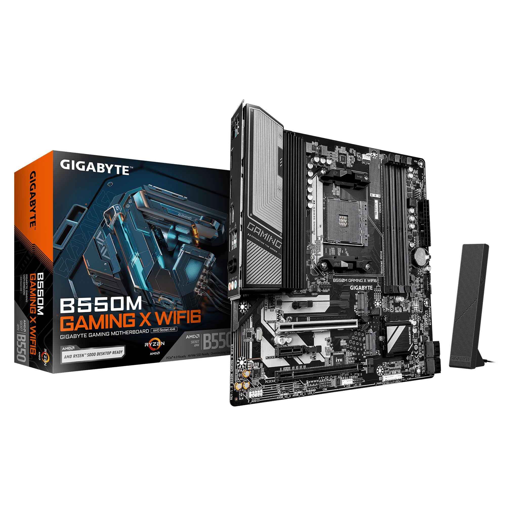Gigabyte B550M Gaming X WiFi6 1.2 AMD B550 Socket AM4 micro ATX -emolevy, DDR4, 4 paikkaa, Wi-Fi, Bluetooth, 2 × M.2