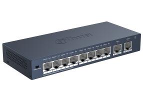 Dahua S3010-8GT-90 -ei-hallittava pöytä- tai seinäverkkokytkin, 8 RJ-45 Gigabit Ethernet (10/100/1000) -porttia, PoE, 8 PoE-porttia