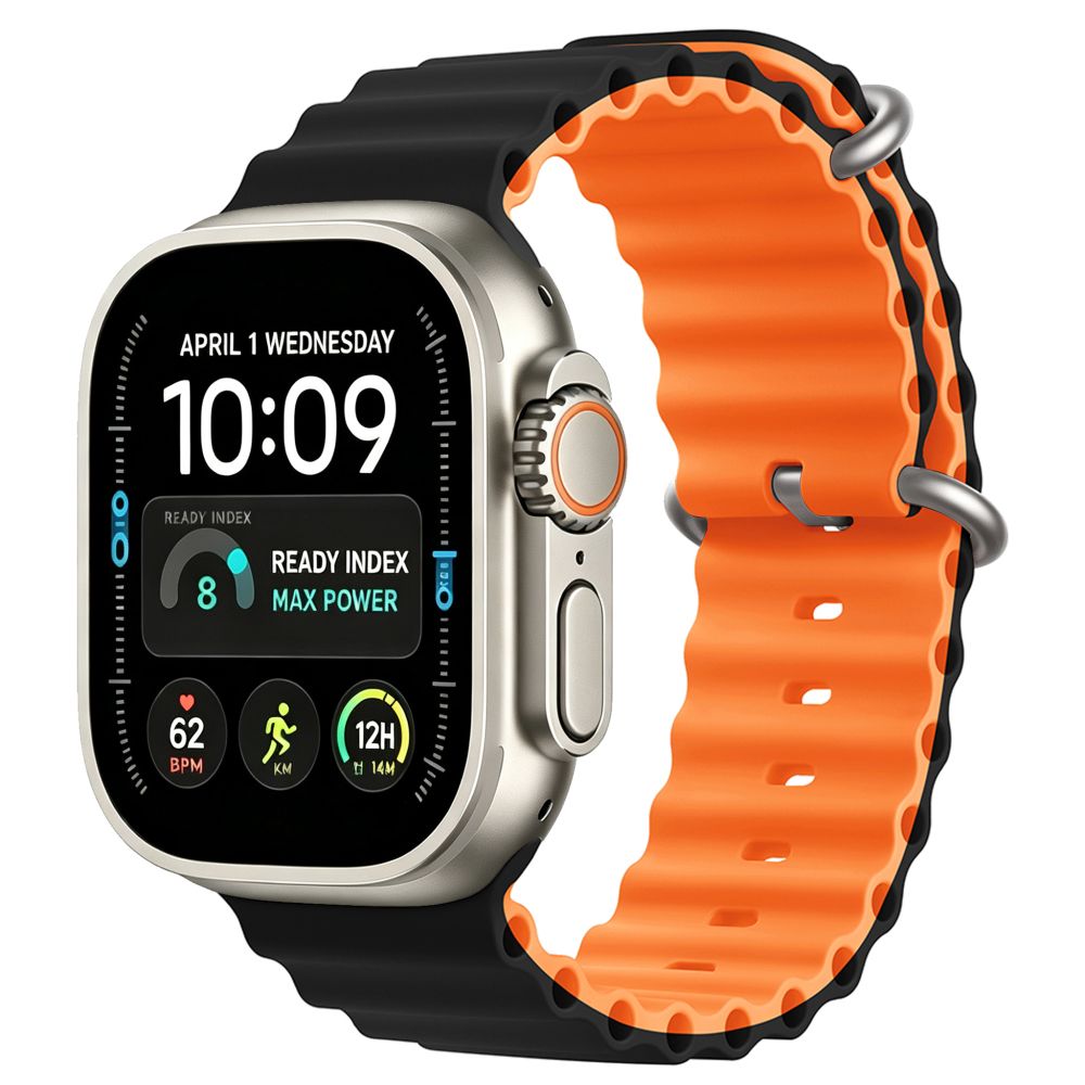 Tech-Protect IconBand Pro -ranneke Apple Watch 4/5/6/7/8/9/SE/Ultra 1/2 42/44/45/49 mm oranssi-musta