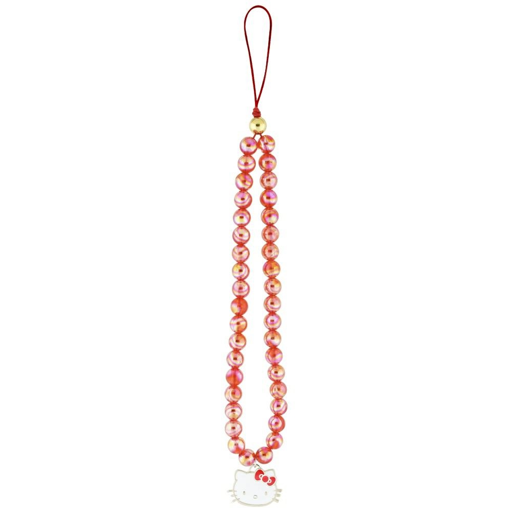 Hello Kitty Pearls Kitty Head Phone Charm - Red