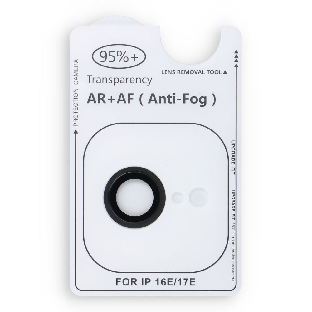 Musta Forcell Premium -kameran suojalasi iPhone 16e / 17e -puhelimelle